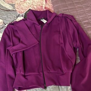 Women's Magenta Zip-Front Jacket & Pants Set- Stylish Lightweight Layers